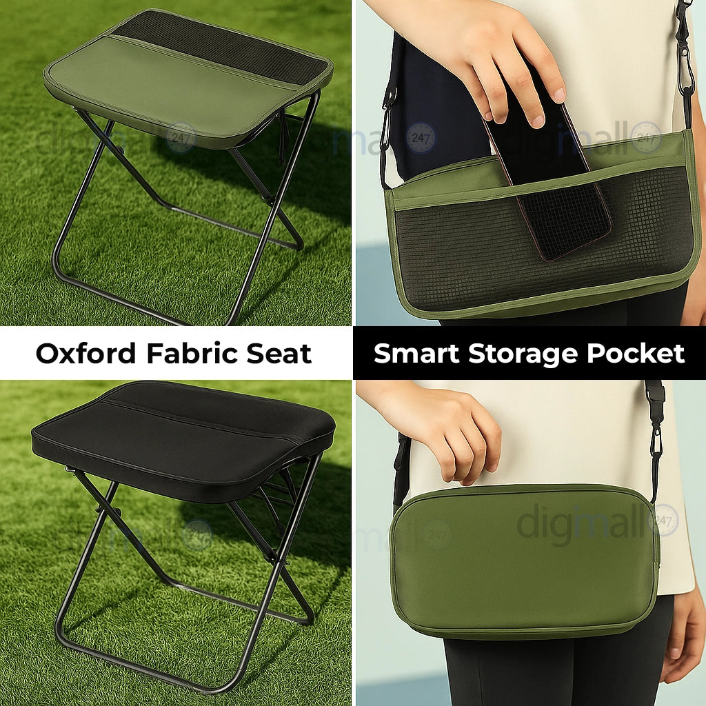 CampEase Shoulder Bag Stool – Lightweight Folding Chair with Built-In Carry Bag
