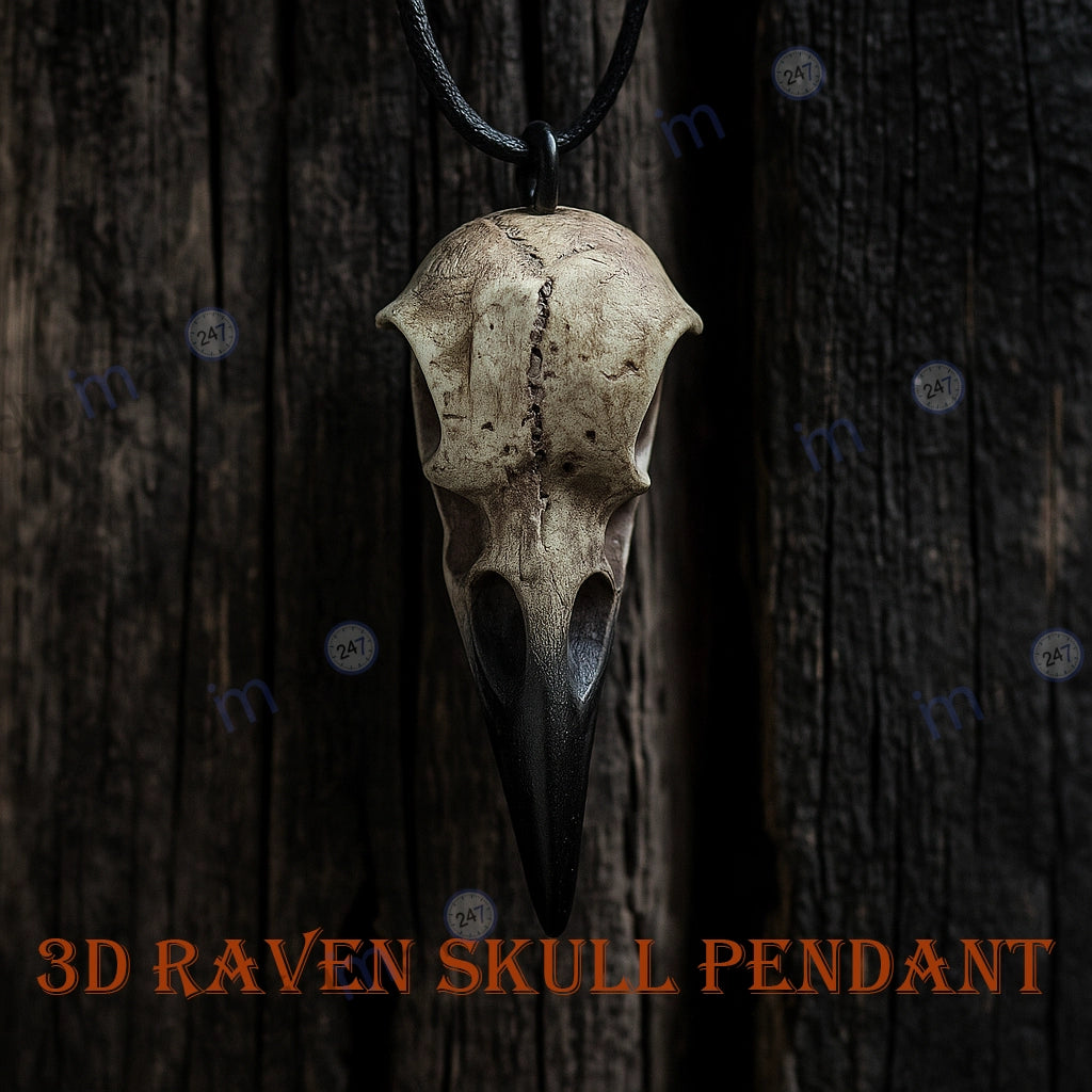 3D Raven Skull Pendant
