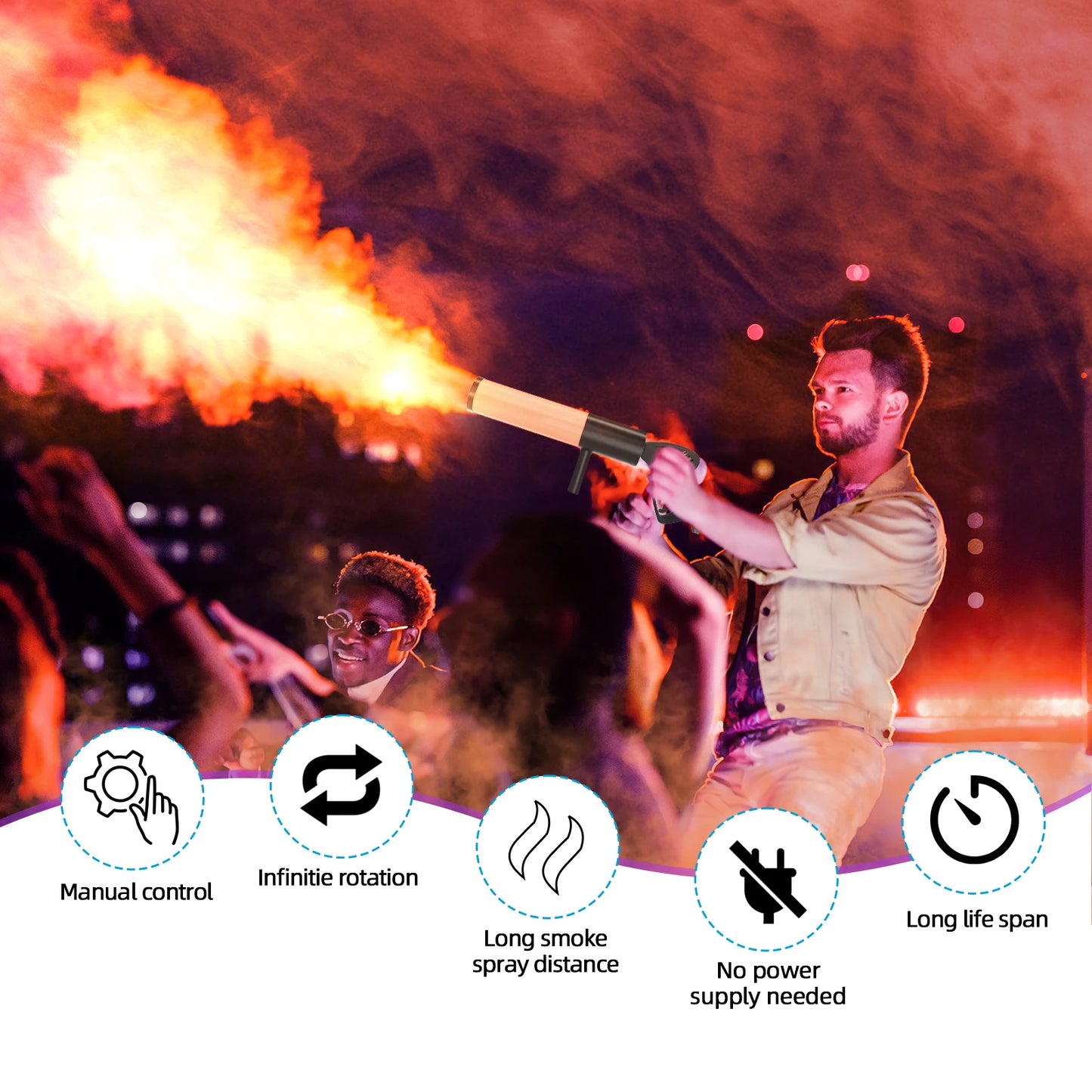 SpectraBlast LED RGB CO₂ Smoke Gun – Halloween Atmosphere Fog Cannon for Party & Stage Effects
