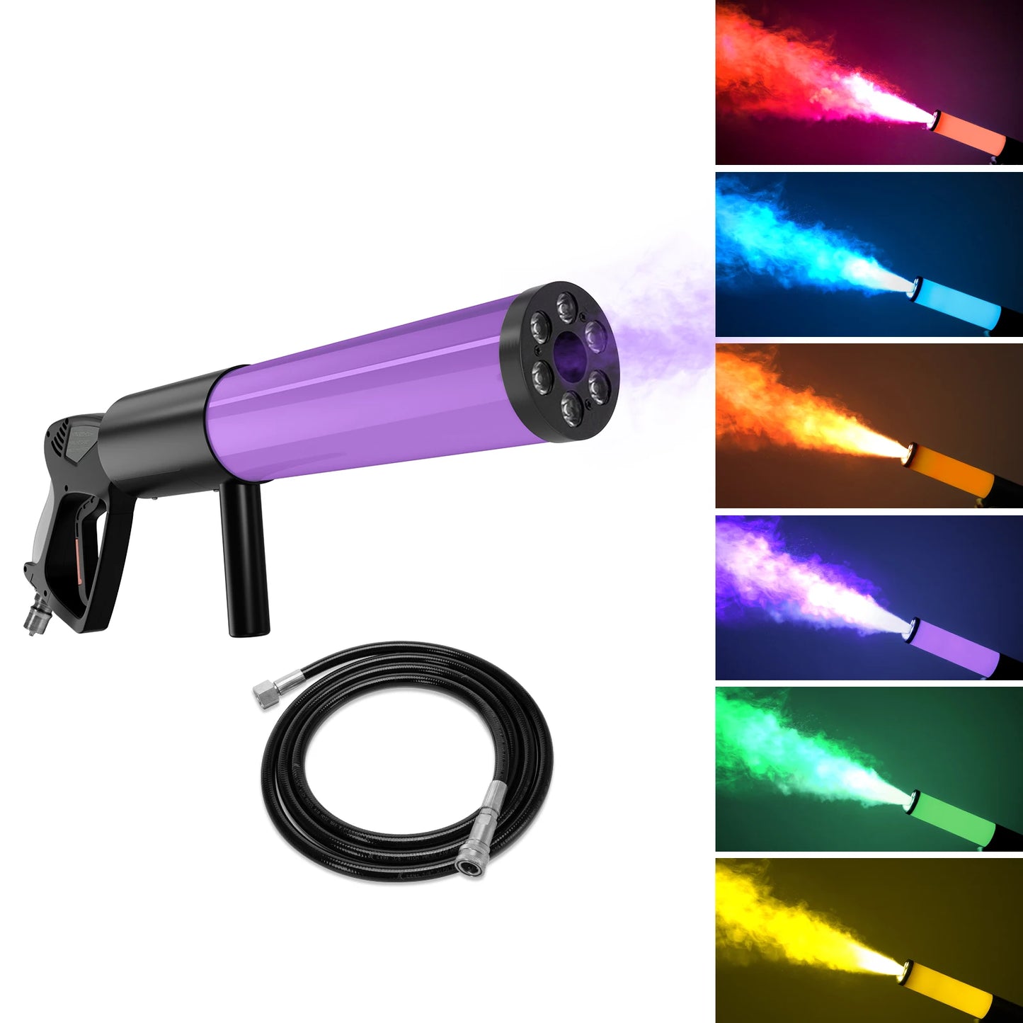 SpectraBlast LED RGB CO₂ Smoke Gun – Halloween Atmosphere Fog Cannon for Party & Stage Effects