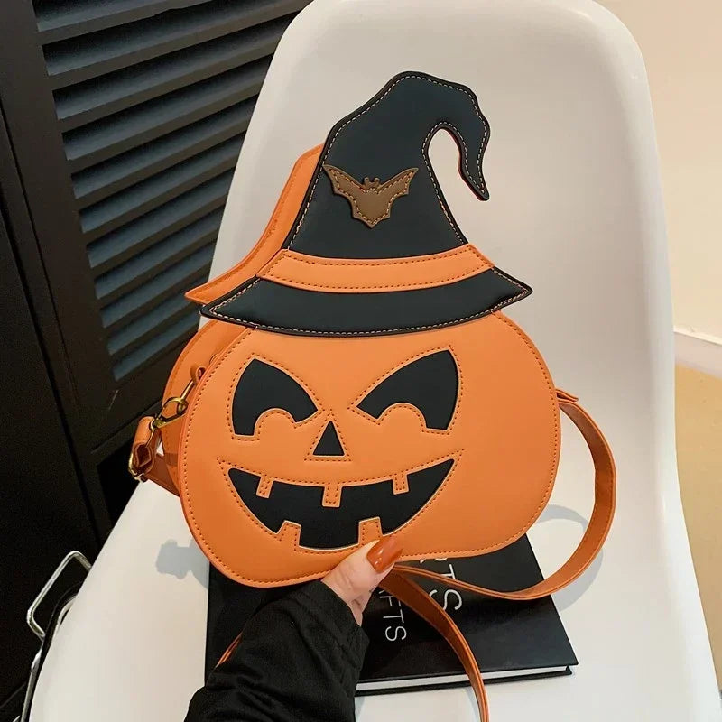 Halloween Pumpkin Crossbody Bag for Women – PU Leather Demon Messenger Shoulder Bag
