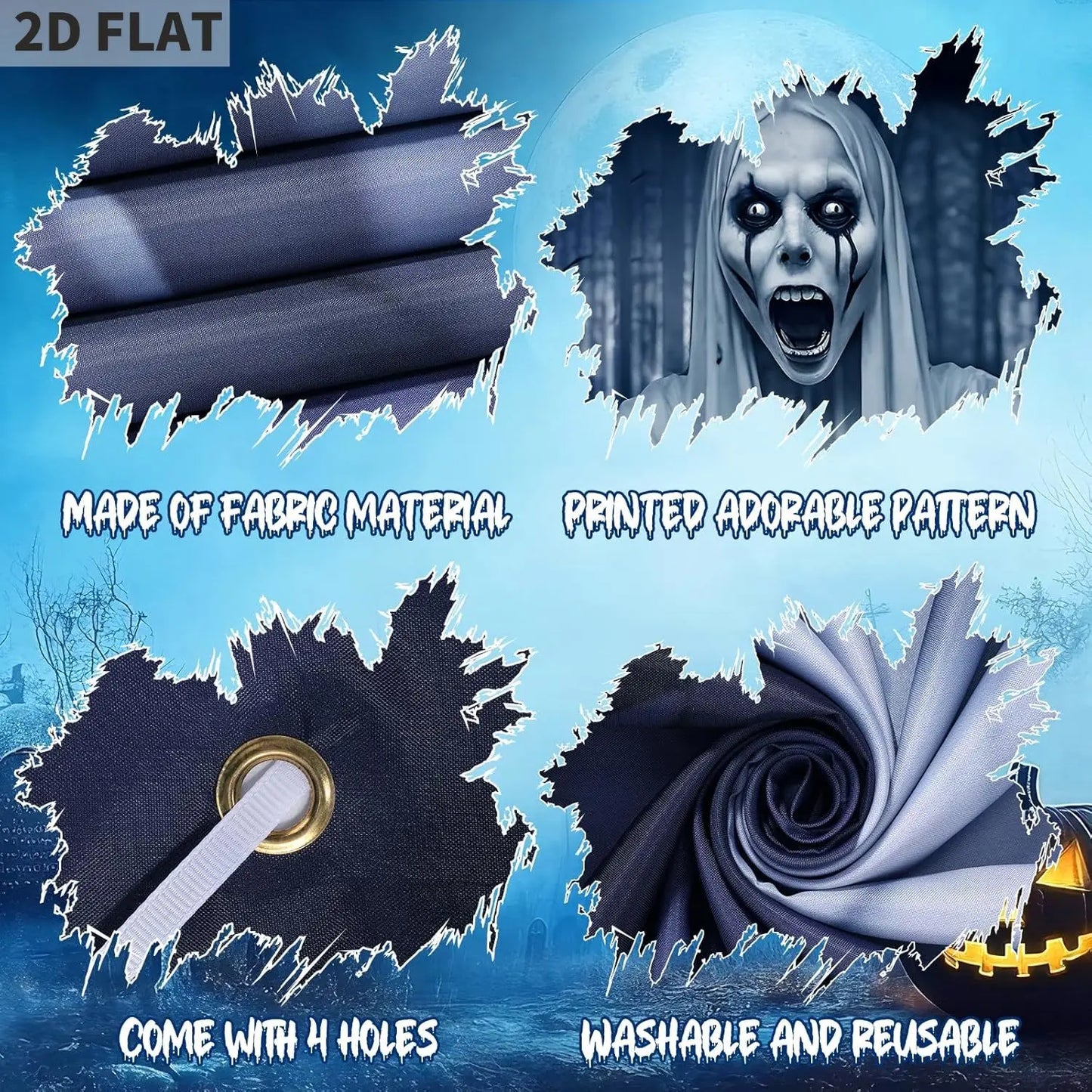 Terrifying Ghost Halloween Porch Sign – Outdoor Hanging Yard Banner