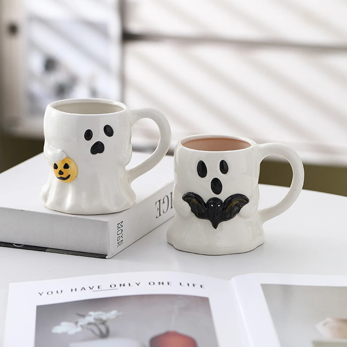 Cute Ghost Halloween Mug – Ceramic Spooky Coffee Cup with Handle