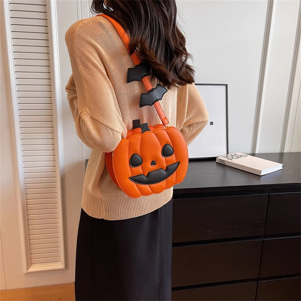 Pumpkin Demon Messenger Bag – Halloween PU Leather Shoulder Bag