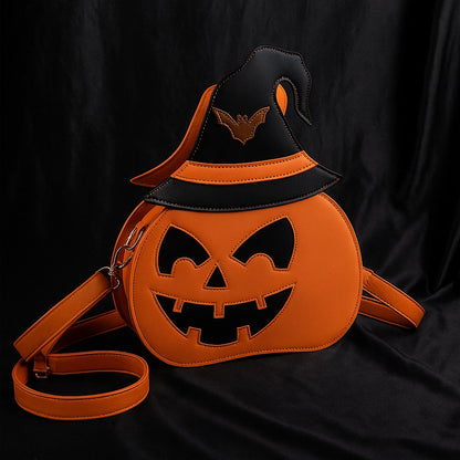 Halloween Pumpkin Crossbody Bag for Women – PU Leather Demon Messenger Shoulder Bag
