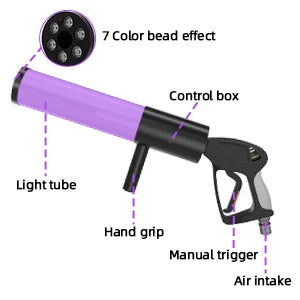 SpectraBlast LED RGB CO₂ Smoke Gun – Halloween Atmosphere Fog Cannon for Party & Stage Effects