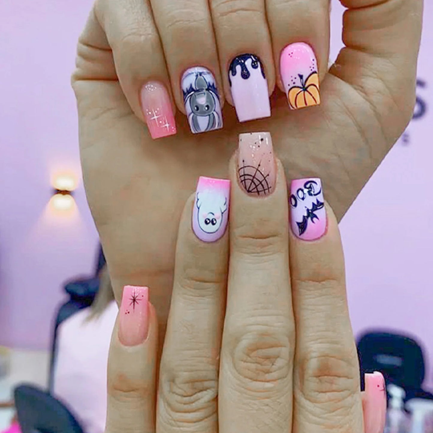 Spooky Chic Press-On Nails-24pcs Nude Pink Halloween Nails