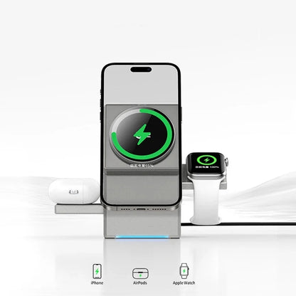 SnapVolt Qi2 3-in-1 Magnetic Charging Dock for iPhone, Watch & AirPods