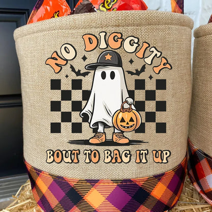 Ghostly Plaid Halloween Trick-or-Treat Bucket