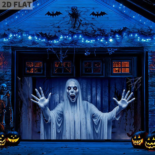 Terrifying Ghost Halloween Porch Sign – Outdoor Hanging Yard Banner