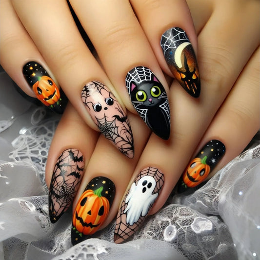Bewitching Nights Nail Tips – Spooky Chic False Nails for Magical Nights