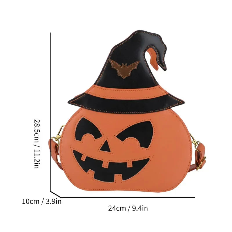 Halloween Pumpkin Crossbody Bag for Women – PU Leather Demon Messenger Shoulder Bag