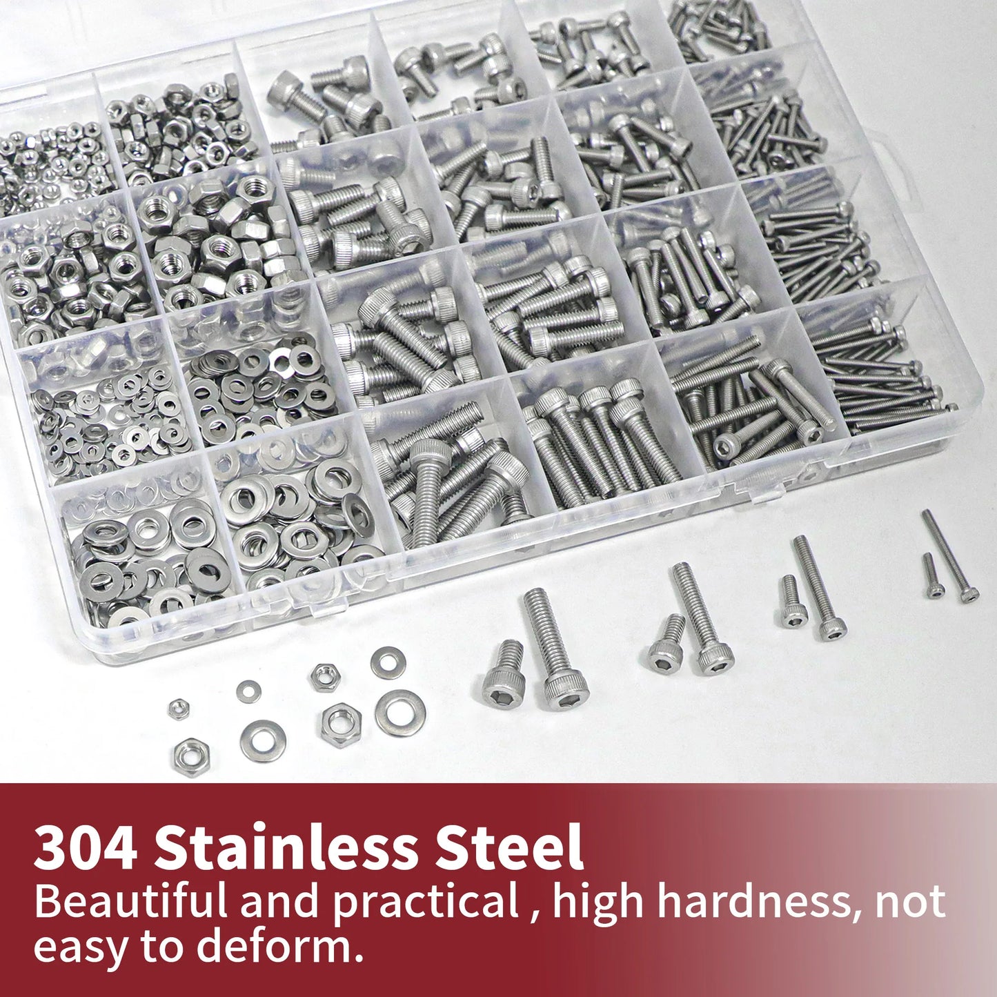 918pcs Stainless Steel Nuts & Bolts Kit – M2–M5 Hex Head Assortment Set