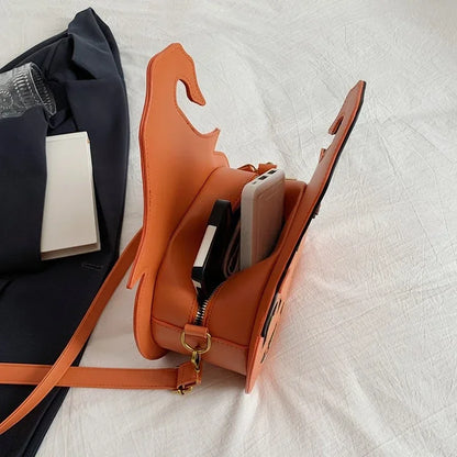Halloween Pumpkin Crossbody Bag for Women – PU Leather Demon Messenger Shoulder Bag