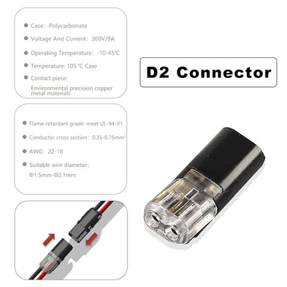 10-Pack 2-Pin Waterproof Automotive Electrical Wire Connector Plug Kit