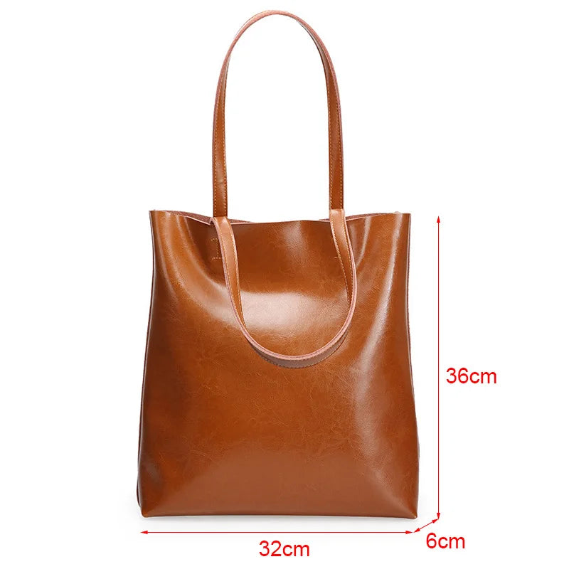 Genuine Cow Leather Large Women’s Shoulder Tote Bag