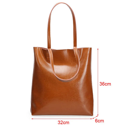 Genuine Cow Leather Large Women’s Shoulder Tote Bag