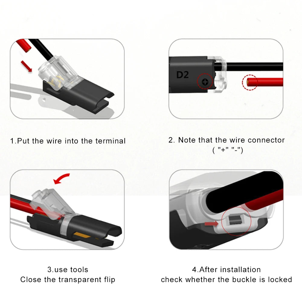 10-Pack 2-Pin Waterproof Automotive Electrical Wire Connector Plug Kit