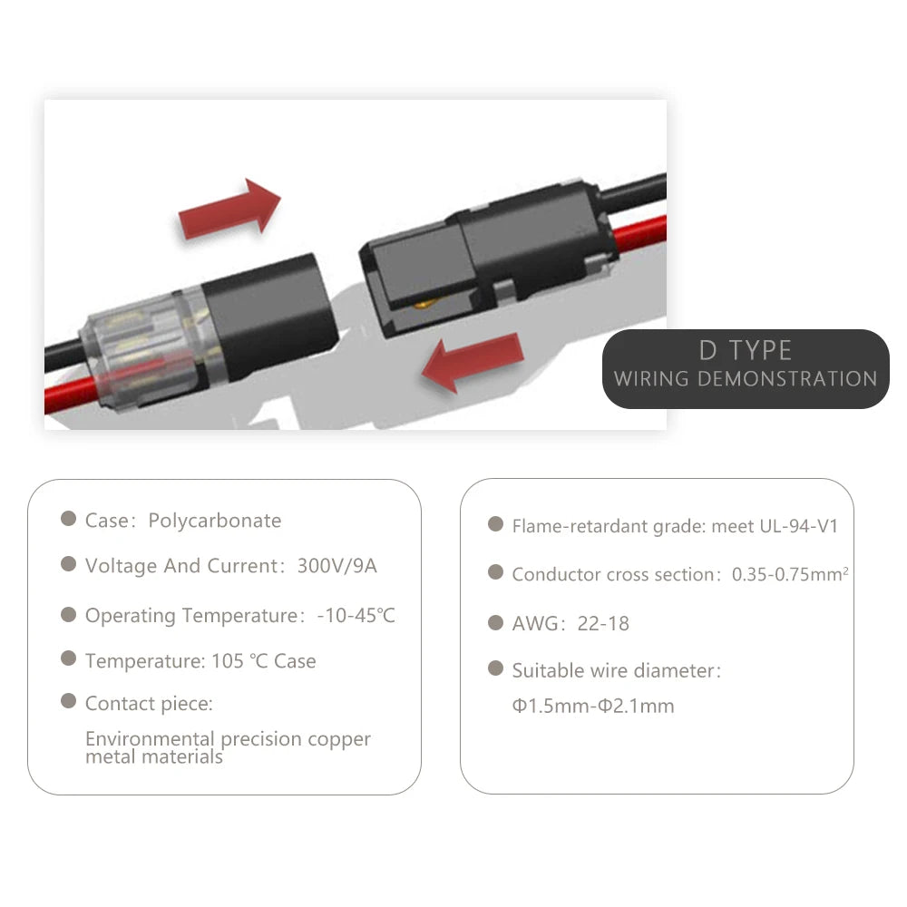 10-Pack 2-Pin Waterproof Automotive Electrical Wire Connector Plug Kit