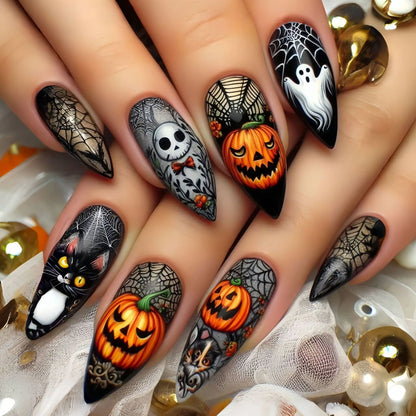 Bewitching Nights Nail Tips – Spooky Chic False Nails for Magical Nights