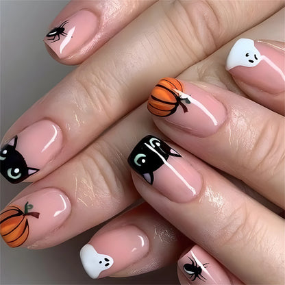 Spooky Chic Press-On Nails-24pcs Nude Pink Halloween Nails