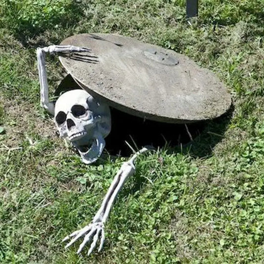 Halloween Skeleton Stakes – Realistic Skull & Bone Hands for Spooky Yard and Garden Décor