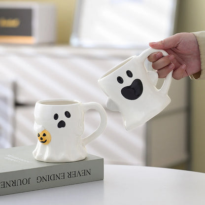 Cute Ghost Halloween Mug – Ceramic Spooky Coffee Cup with Handle