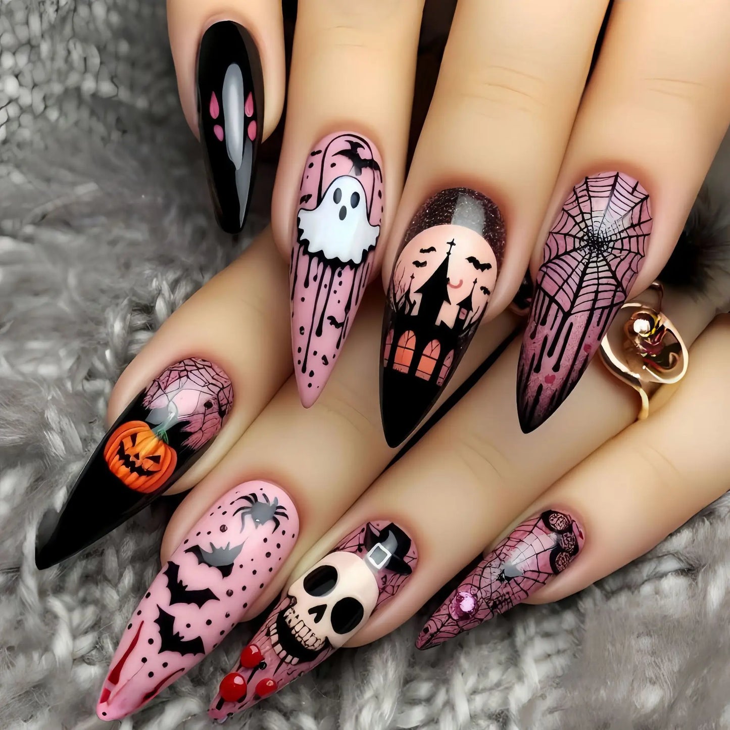 Bewitching Nights Nail Tips – Spooky Chic False Nails for Magical Nights