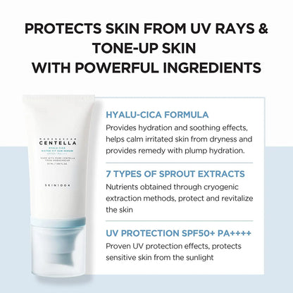 Skin1004 Centella Sun Serum SPF50+ - Hyaluronic Acid UV Protection, Sensitive Skin