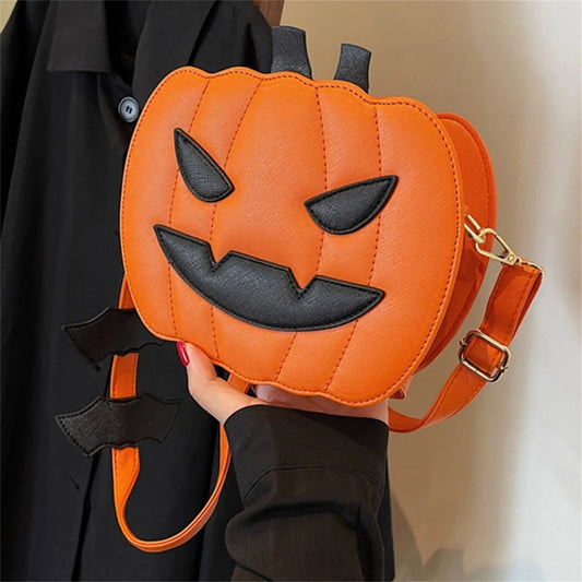 Pumpkin Demon Messenger Bag – Halloween PU Leather Shoulder Bag