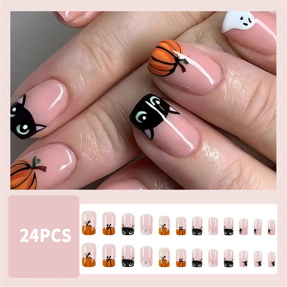 Spooky Chic Press-On Nails-24pcs Nude Pink Halloween Nails