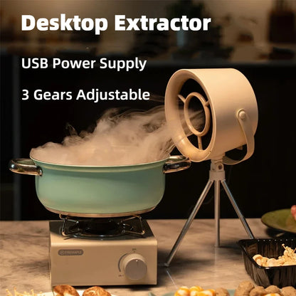 Portable Kitchen Exhaust Hood USB Powered | Mini Range Hood Extractor Fan | Small Desktop Cooker