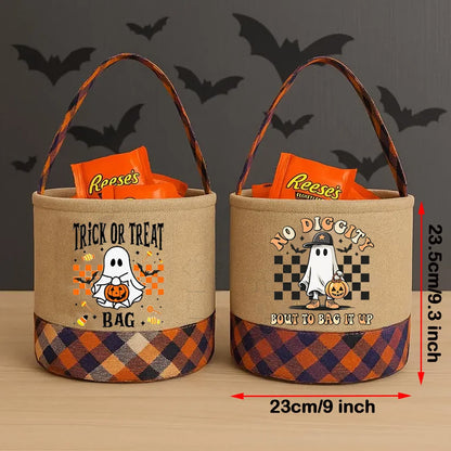 Ghostly Plaid Halloween Trick-or-Treat Bucket