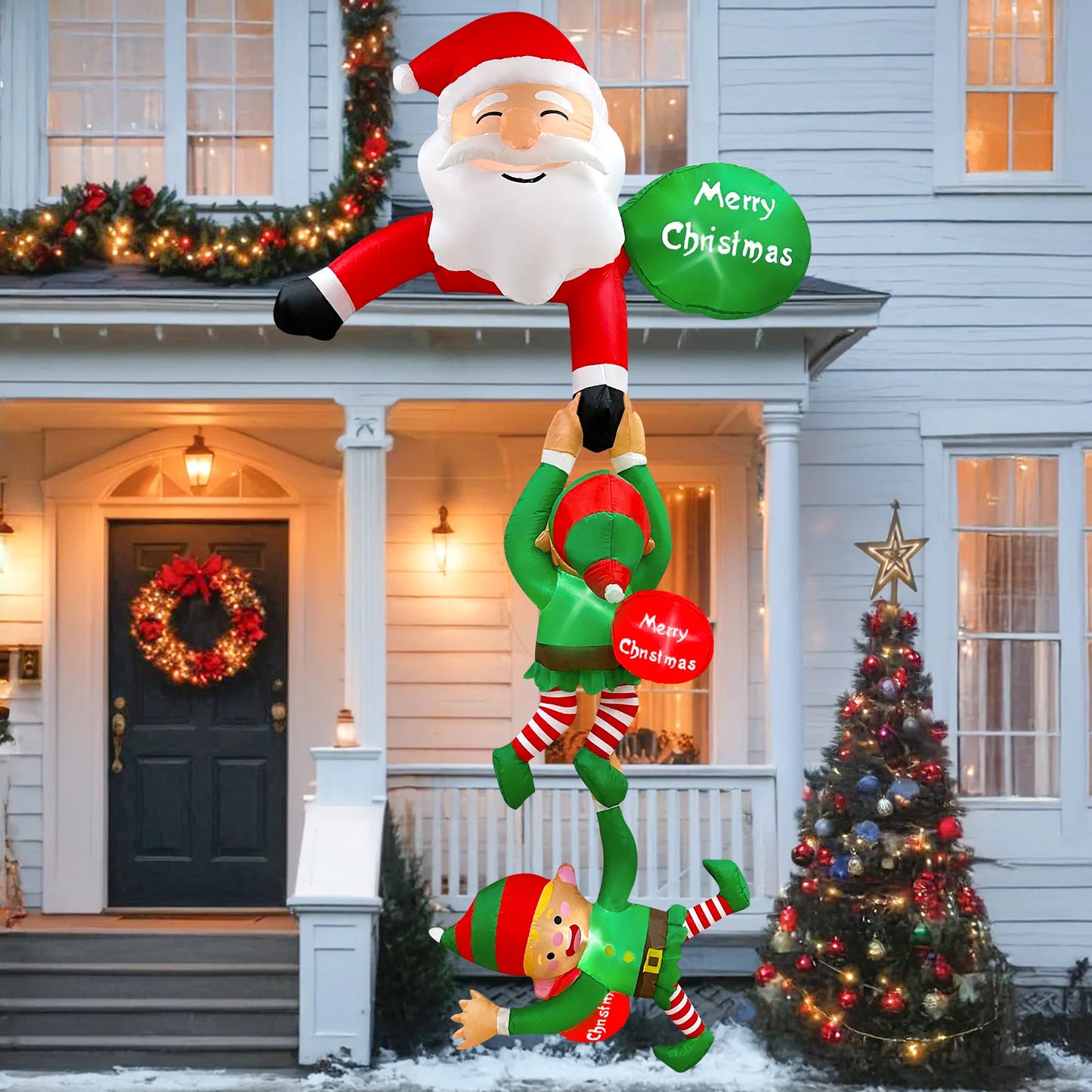 Climbing Santa & Friends" 8FT Christmas Inflatable
