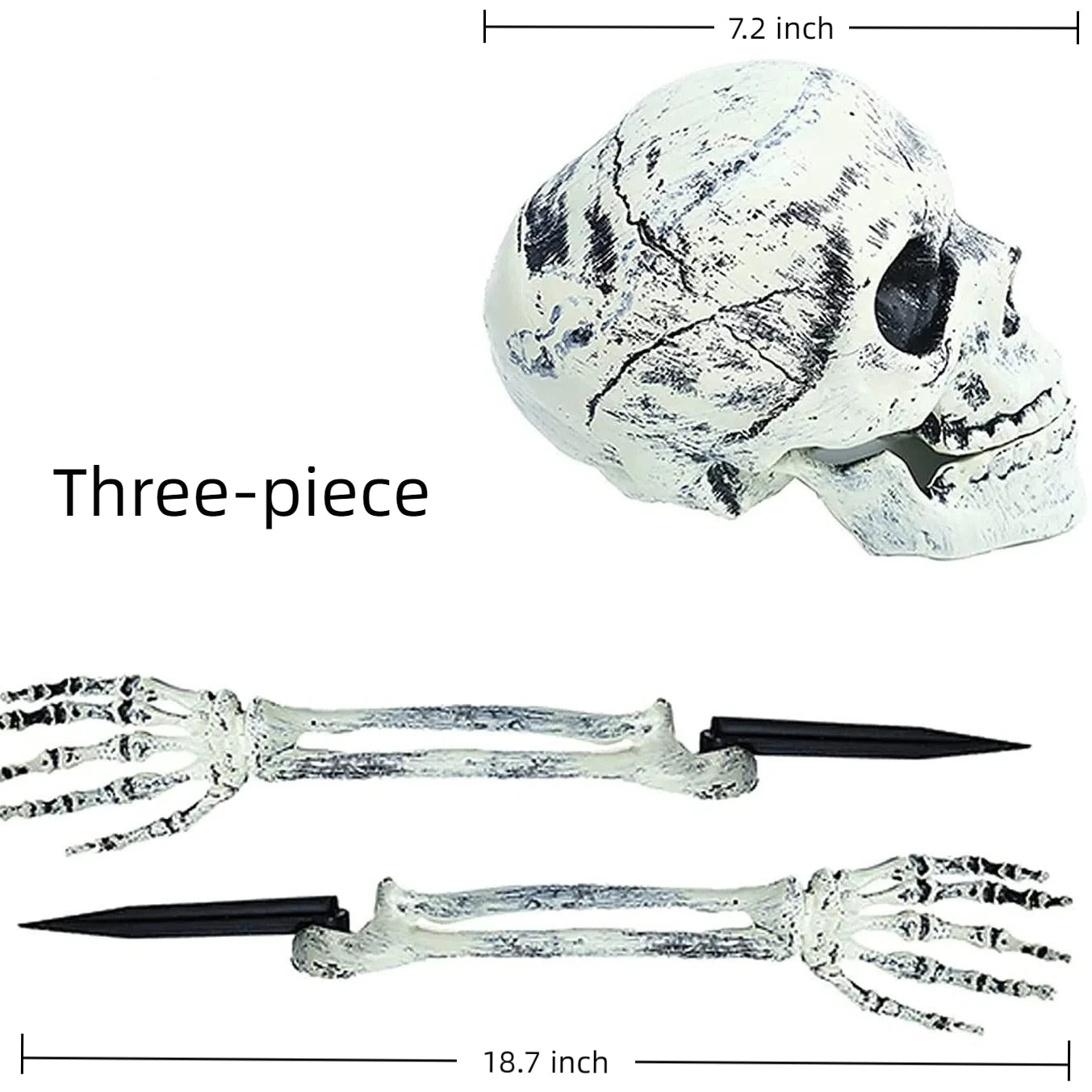 Halloween Skeleton Stakes – Realistic Skull & Bone Hands for Spooky Yard and Garden Décor