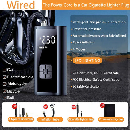 RoadReady 150PSI Portable Tire Inflator – Fast Electric Air Pump for Car, Motorcycle & Bike