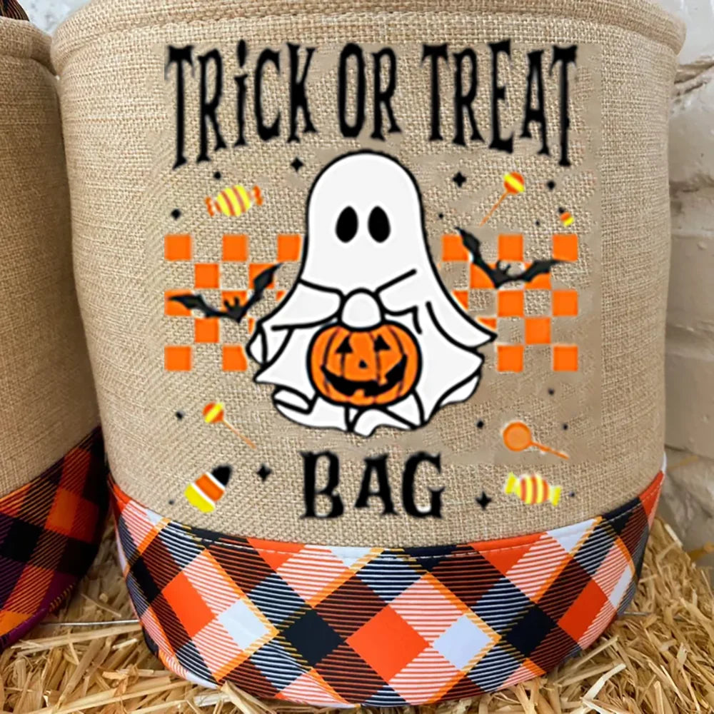Ghostly Plaid Halloween Trick-or-Treat Bucket