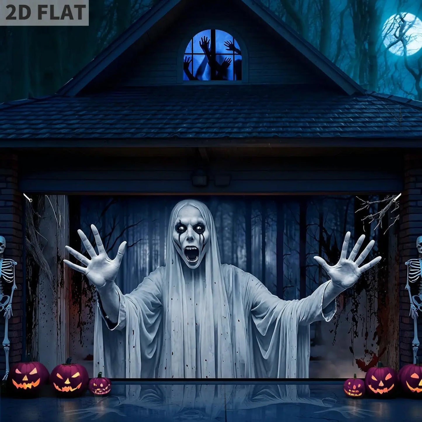 Terrifying Ghost Halloween Porch Sign – Outdoor Hanging Yard Banner