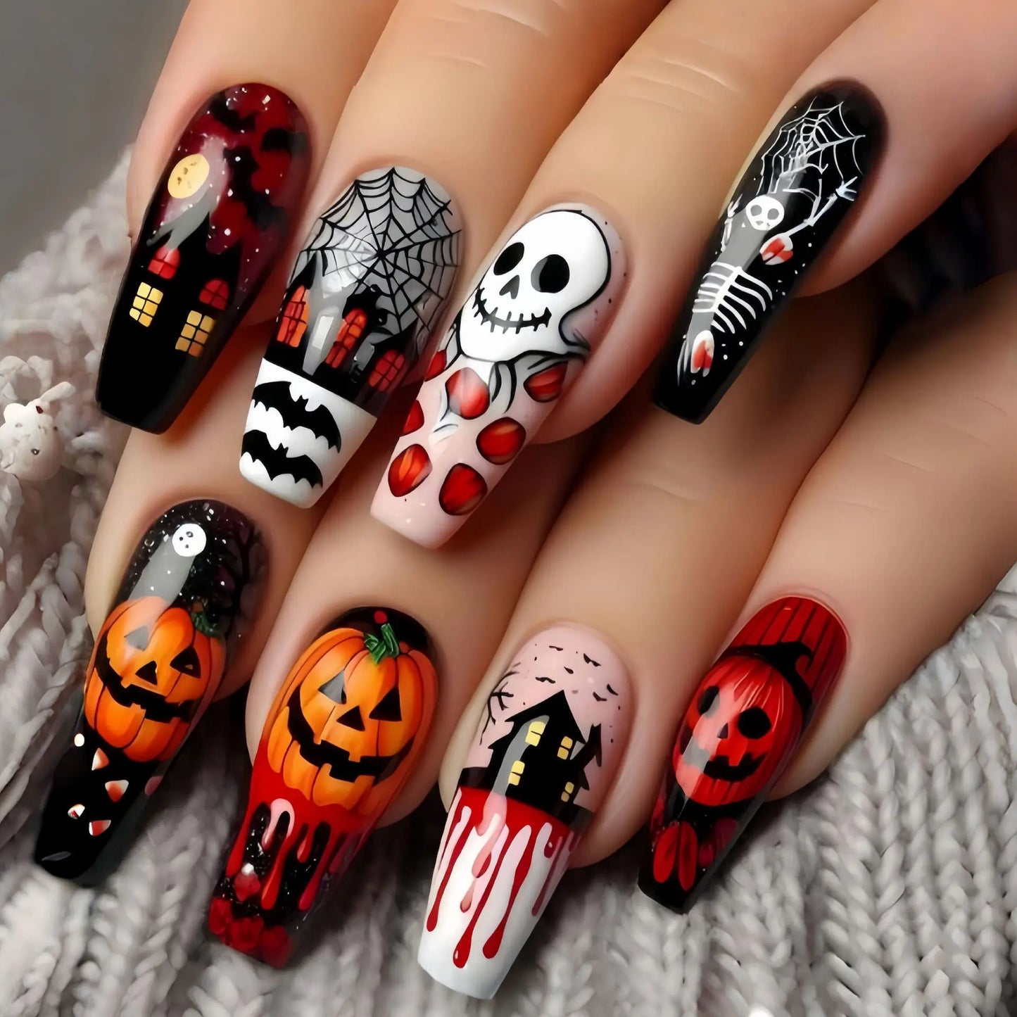 Bewitching Nights Nail Tips – Spooky Chic False Nails for Magical Nights