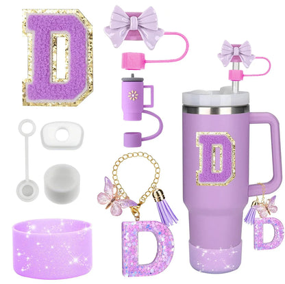 Purple Bliss 8-in-1 Stanley Cup Tumbler Accessory Set – Straw Topper, Boot, Handle, Charms & Stickers for 30oz/40oz Cups
