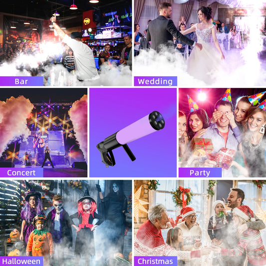 SpectraBlast LED RGB CO₂ Smoke Gun – Halloween Atmosphere Fog Cannon for Party & Stage Effects