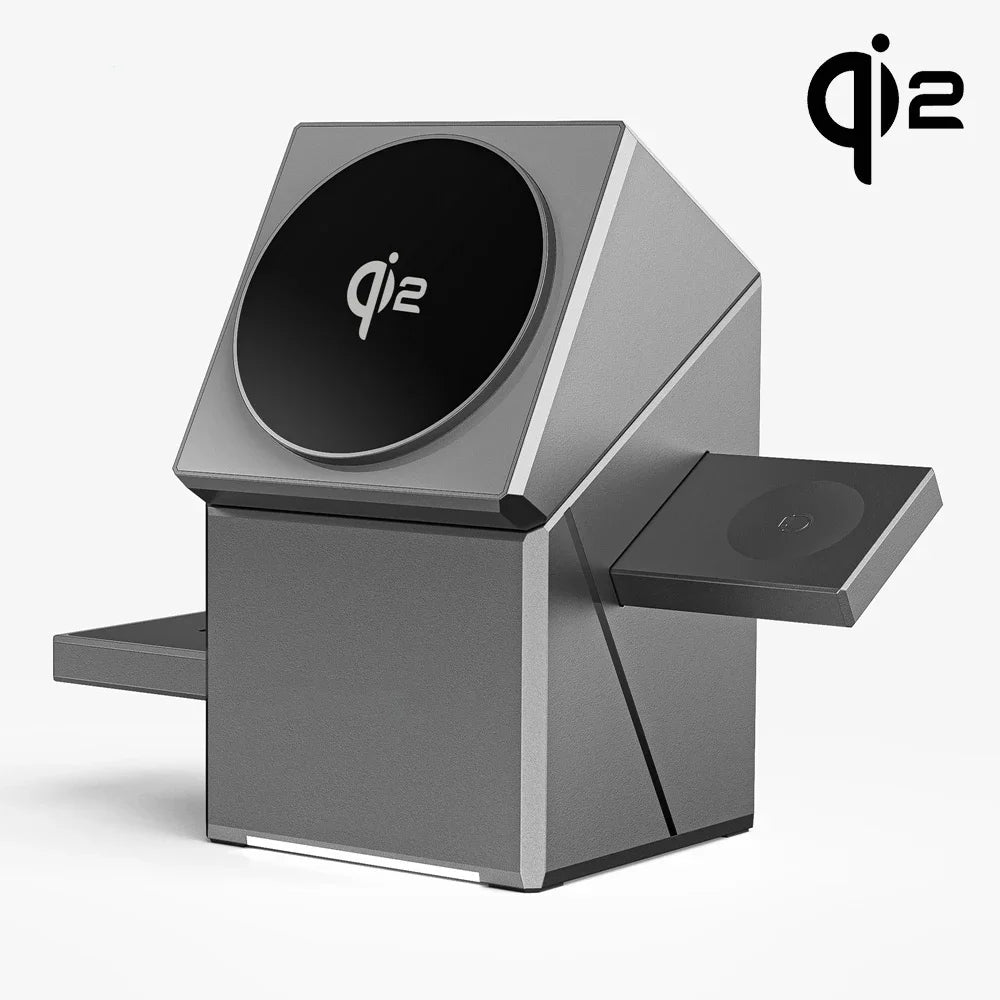 SnapVolt Qi2 3-in-1 Magnetic Charging Dock for iPhone, Watch & AirPods