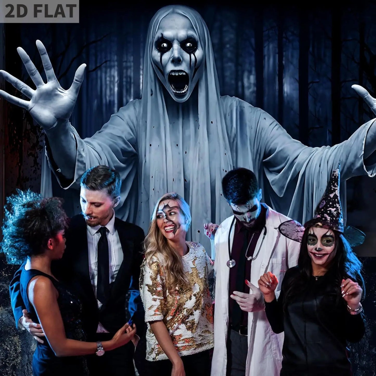 Terrifying Ghost Halloween Porch Sign – Outdoor Hanging Yard Banner
