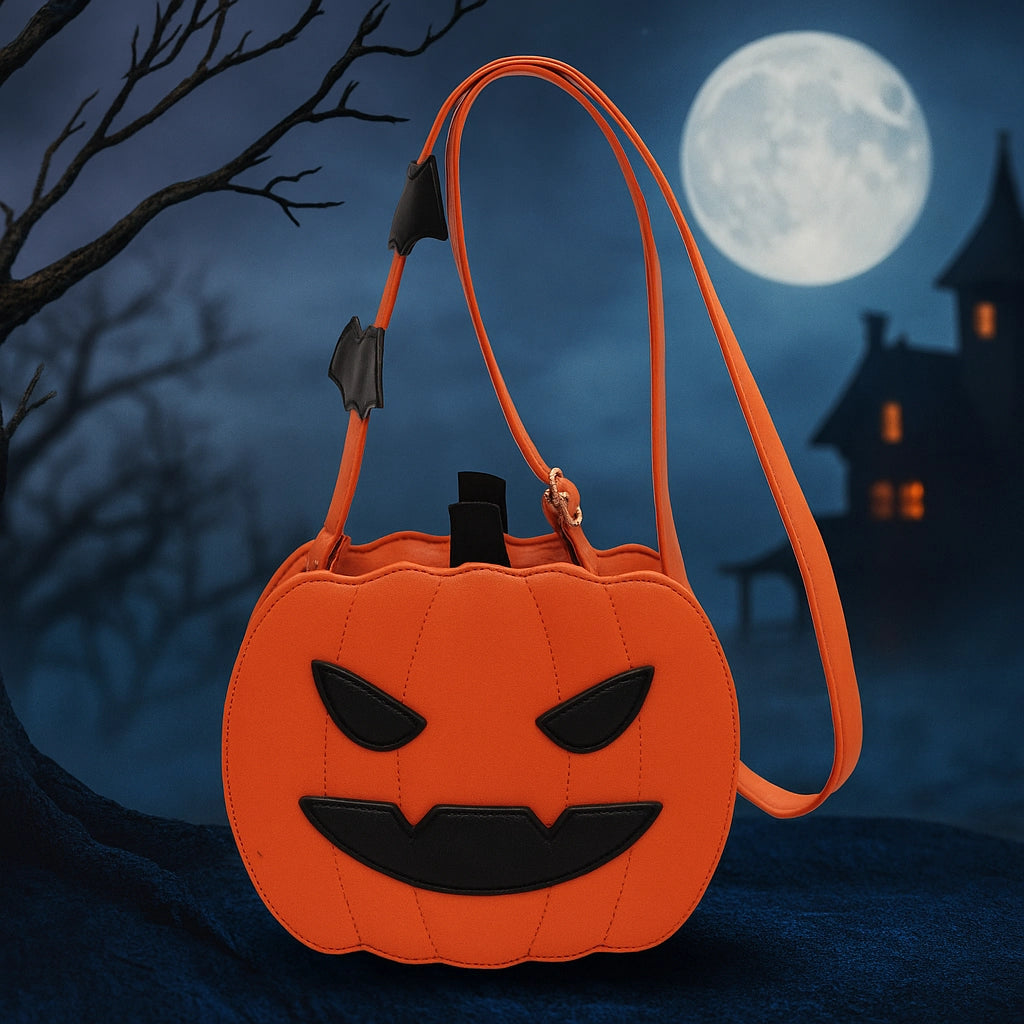 Pumpkin Demon Messenger Bag – Halloween PU Leather Shoulder Bag