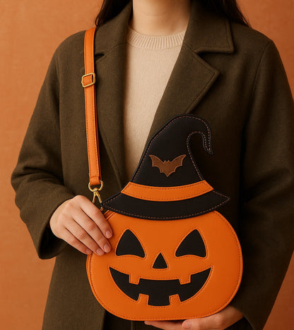 Halloween Pumpkin Crossbody Bag for Women – PU Leather Demon Messenger Shoulder Bag