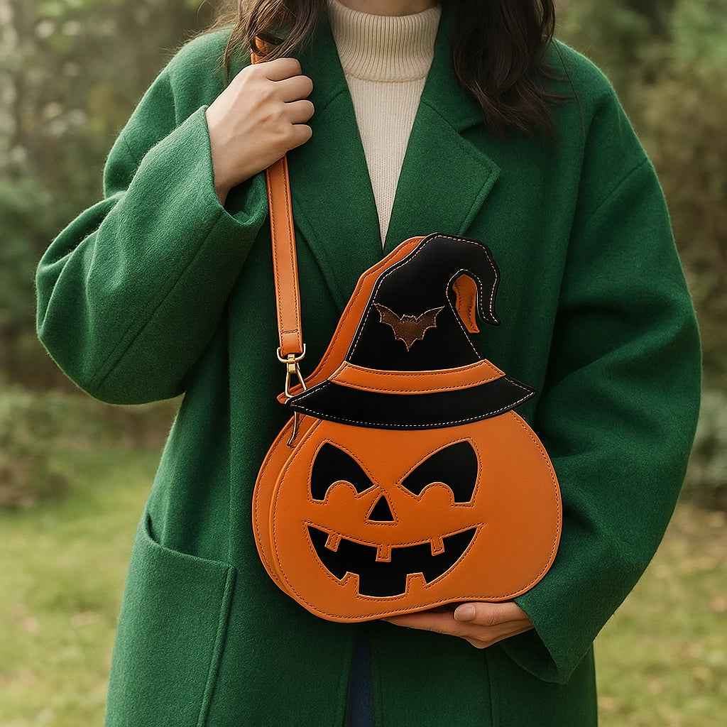 Halloween Pumpkin Crossbody Bag for Women – PU Leather Demon Messenger Shoulder Bag