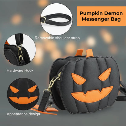 Pumpkin Demon Messenger Bag – Halloween PU Leather Shoulder Bag