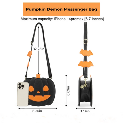 Pumpkin Demon Messenger Bag – Halloween PU Leather Shoulder Bag